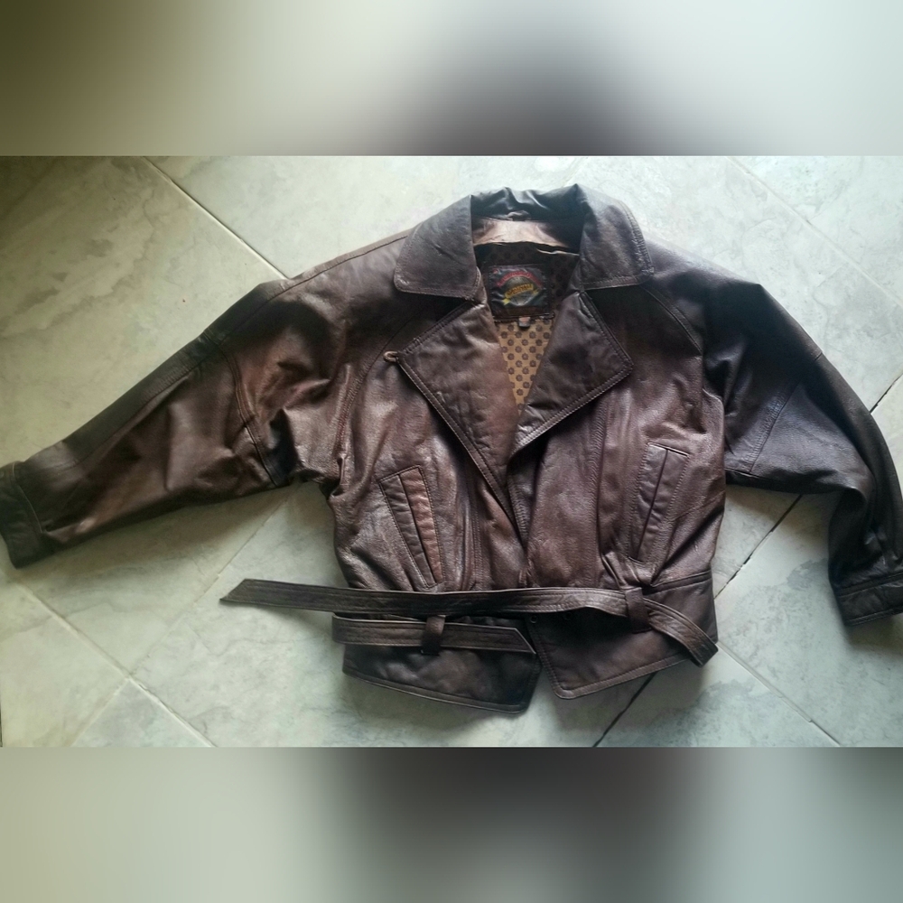 Brown Leather Jacket, Vintage Adventure Bound Jacket - Picture 5 of 5